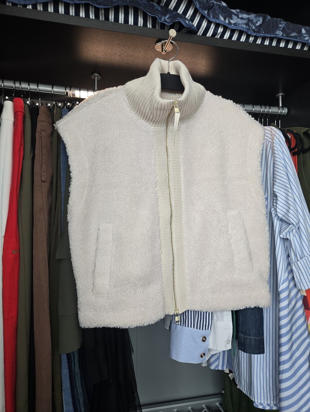 Varley Ivory Sherpa Zip Vest
